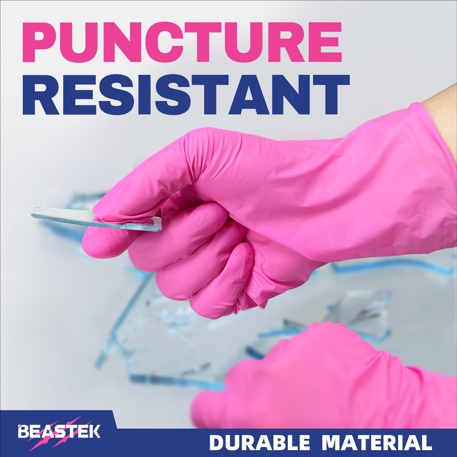 Beastek Nitrile Exam Gloves, 4 Mil 100 Pcs Powder-Free Latex-Free Medical