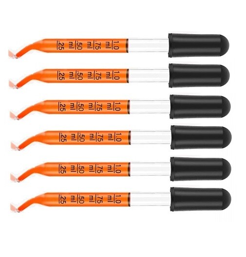 Medicine Art Essential Oils Eye Dropper Graduated 3″ Curved Tip 1ml (6 Pack)