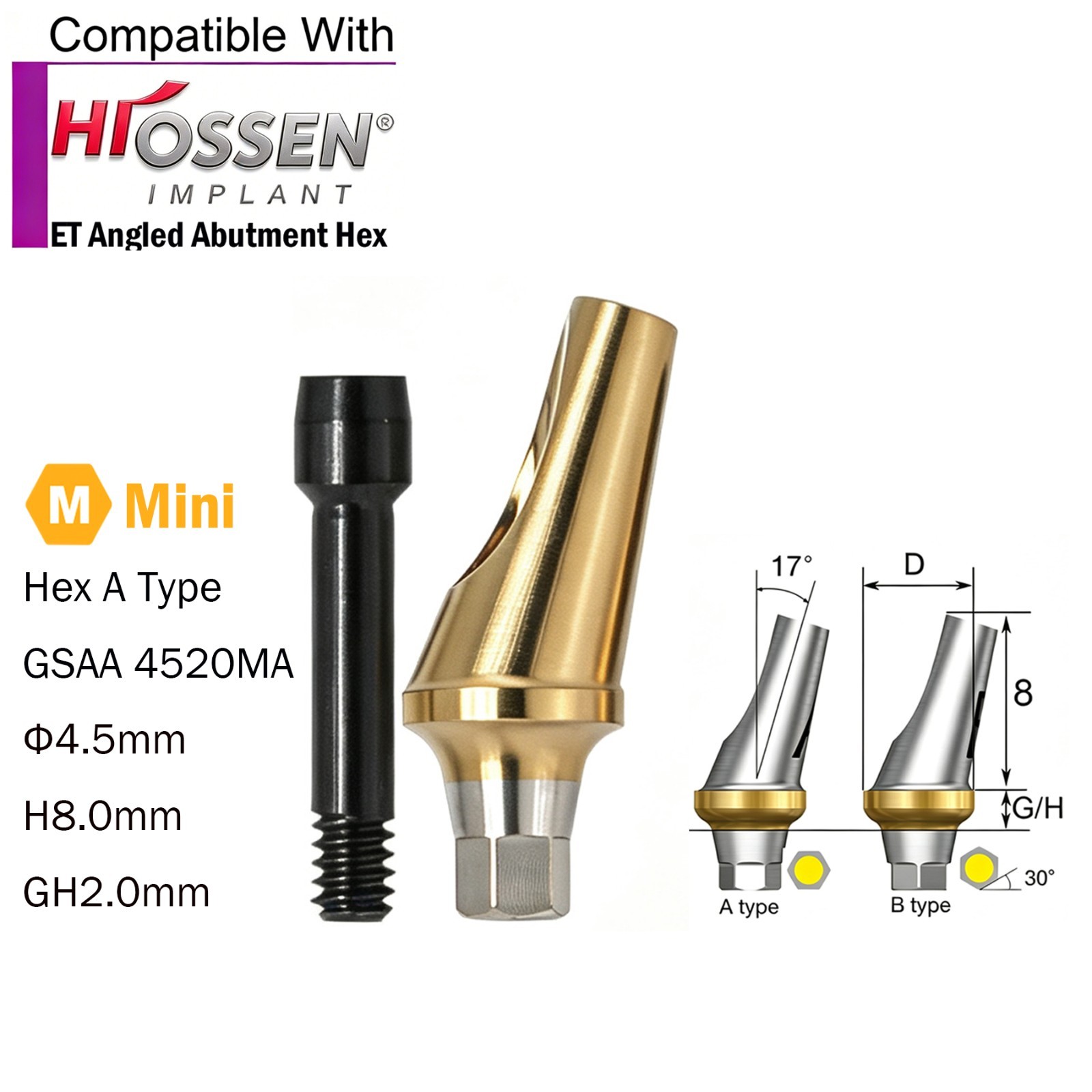 Dental Angled Abutment 17° Hex fit HIOSSEN DIO DF II Neo Biotech Implant System