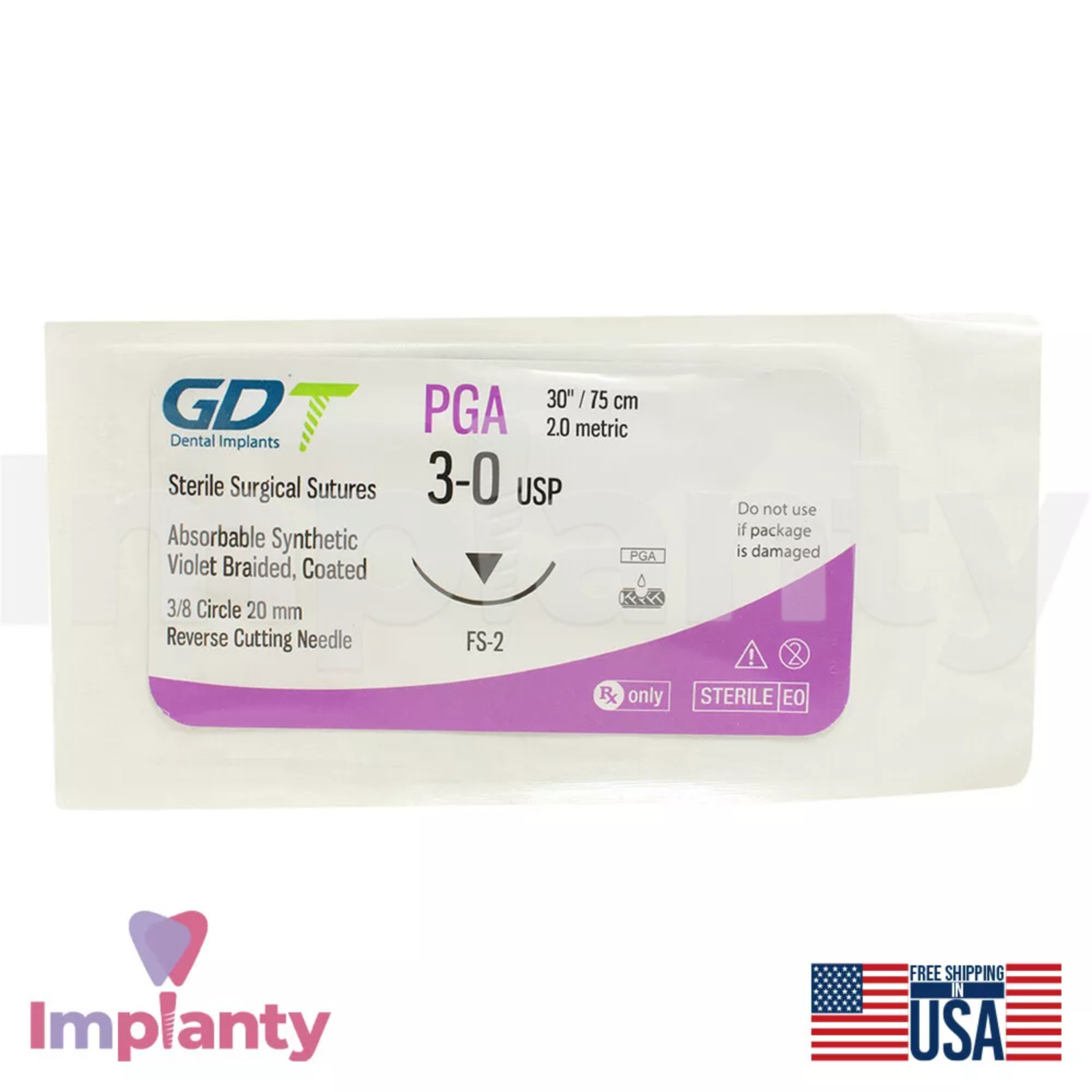 GDT Dental PoIygIycoIic (PGA) Suture 12pcs Elastic Sterile Individual Packs