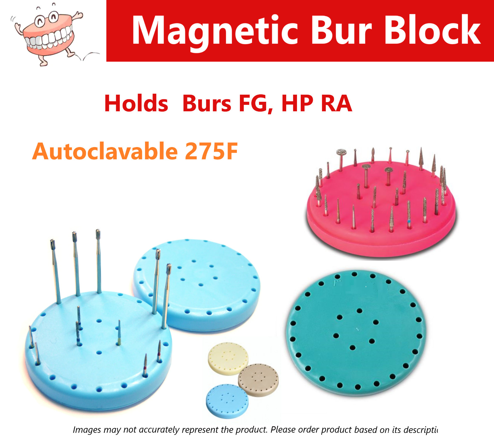 Round Magnetic Dental Laboratory Bur Block Holder Station Holds 28 Burs – Autocl