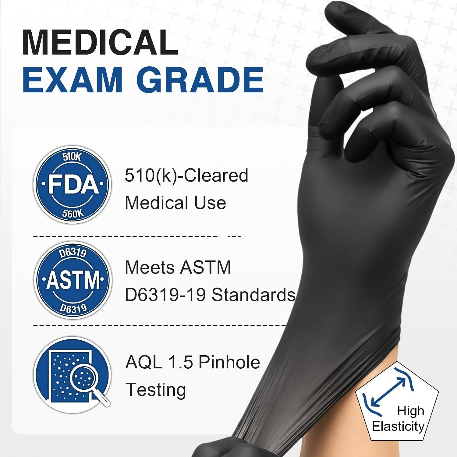 Multi-Purpose Black Nitrile Exam Gloves, 100 Count – Ideal for Food & Cleaning