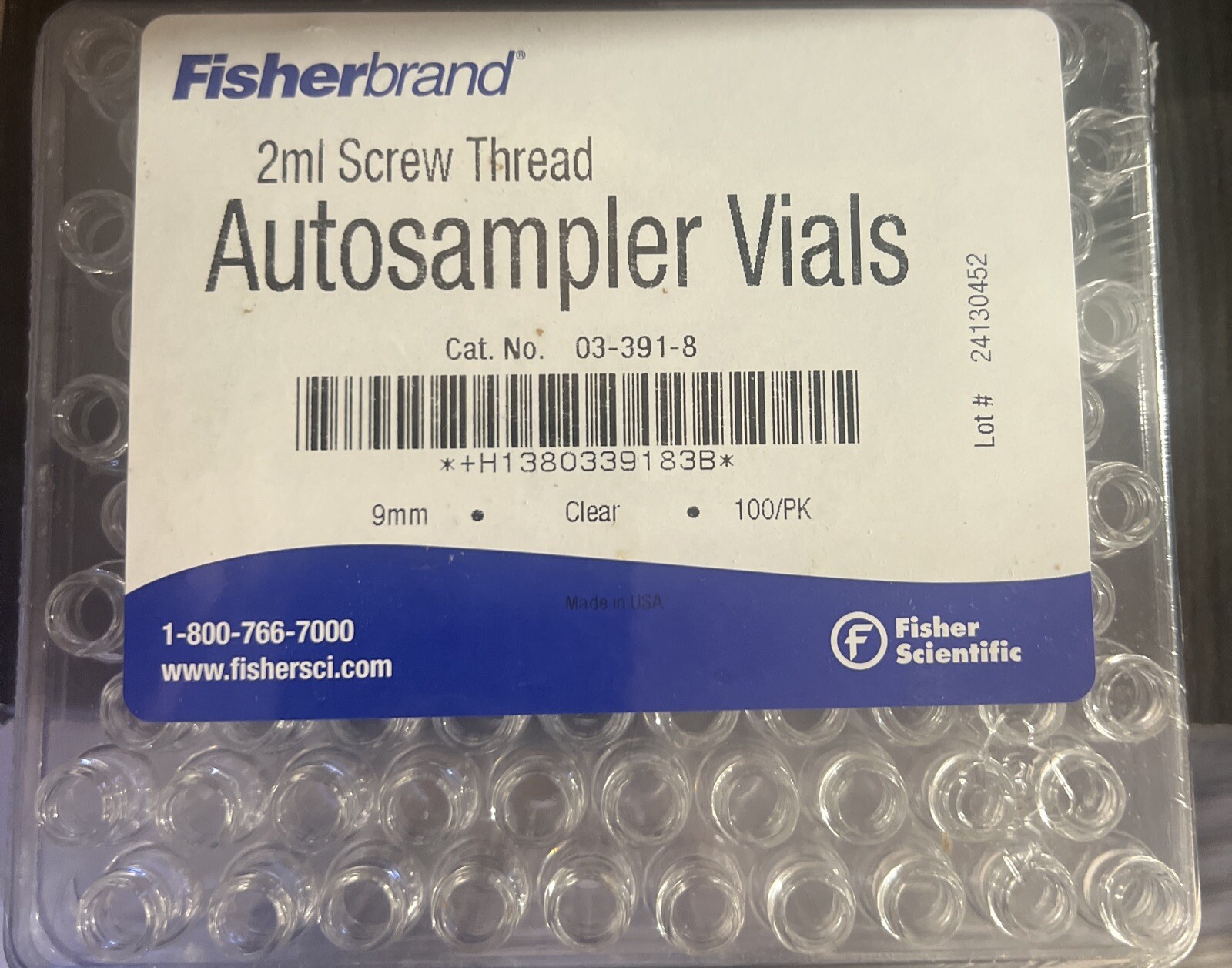 FISHERBRAND 2ml Screw Thead Autosampler Vials 03-391-8 (F1b1)