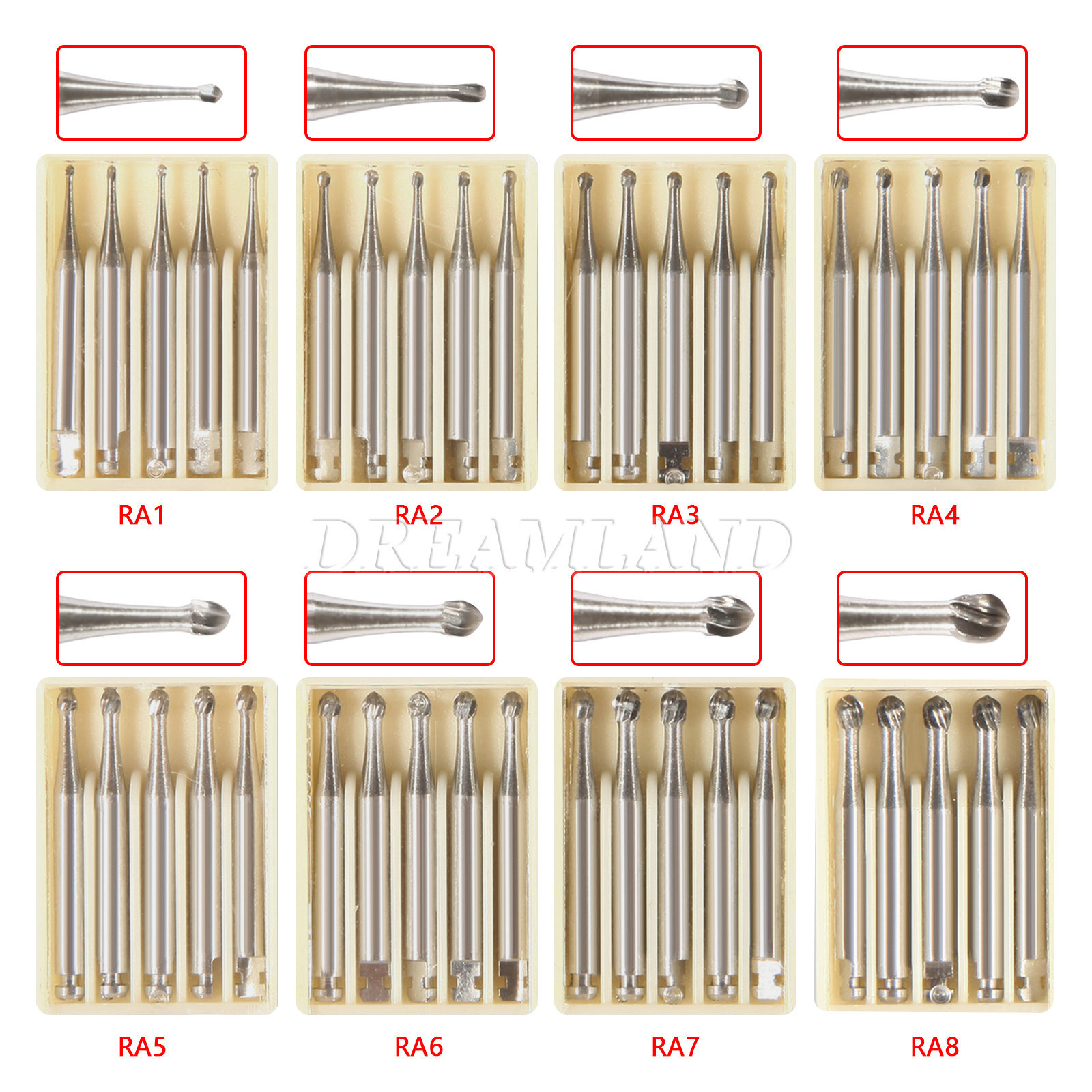 1-10 DENTAL Round Tungsten Steel Carbide Burs RA for Slow Low Speed Handpiece