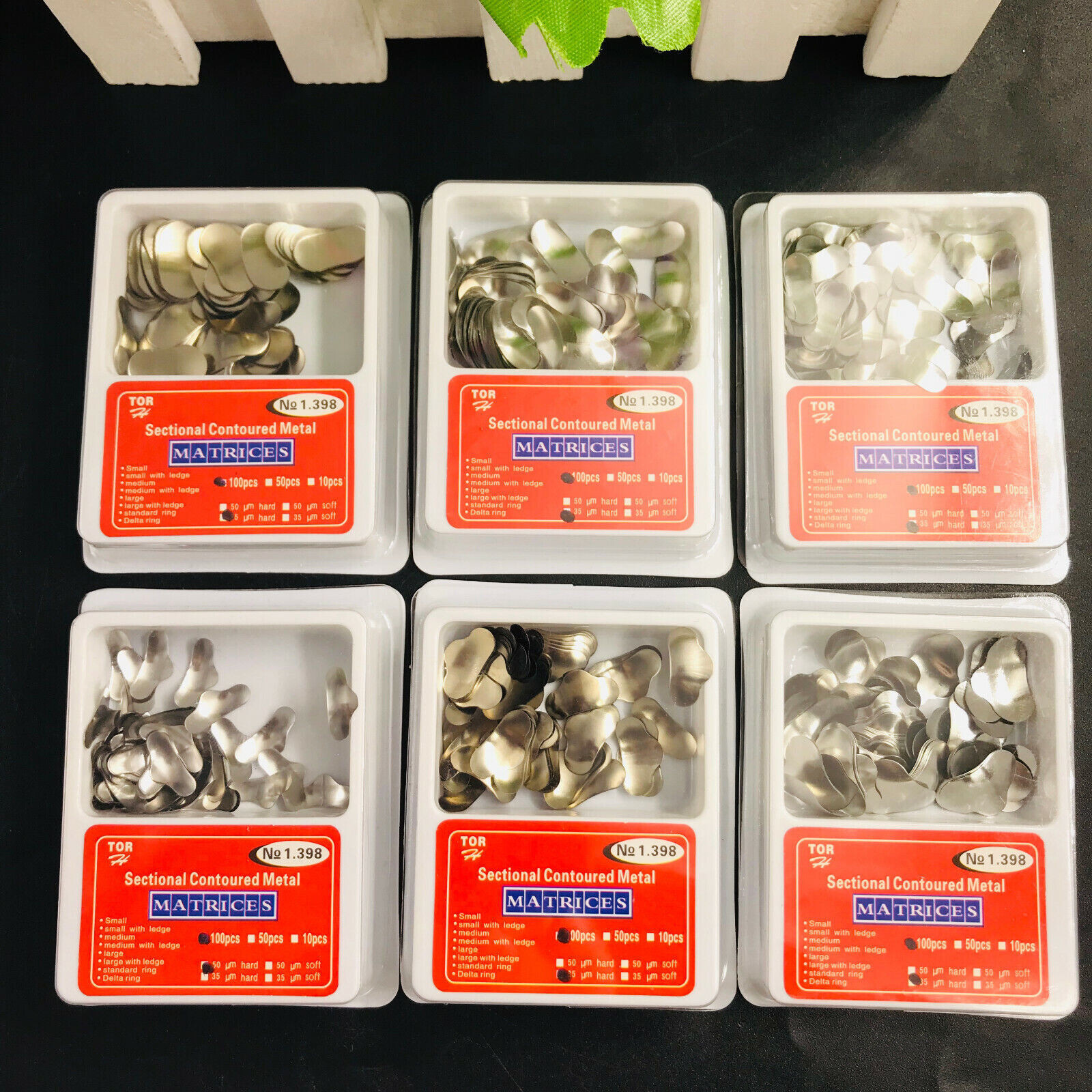 100×Dental Matrices Sectional Contoured Metal Hard Band Matrix Refill 35μm S/M/L