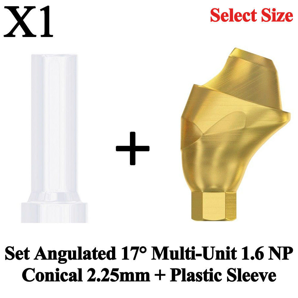 1x Set Dental Angulated 17° Multi-Unit 1.6 NP Conical 2.25mm + Plastic Sleeve