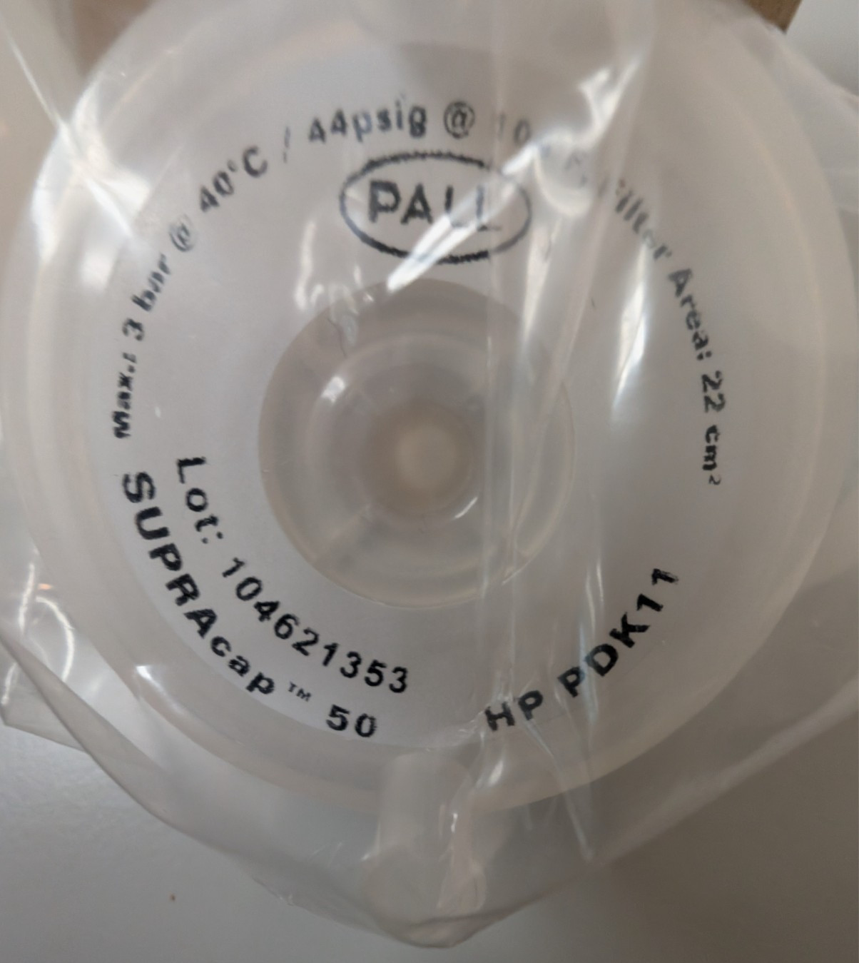 Pall SC050PDK11 SUPRAcap 50 depth filter capsule, 2-20 µm retention rating
