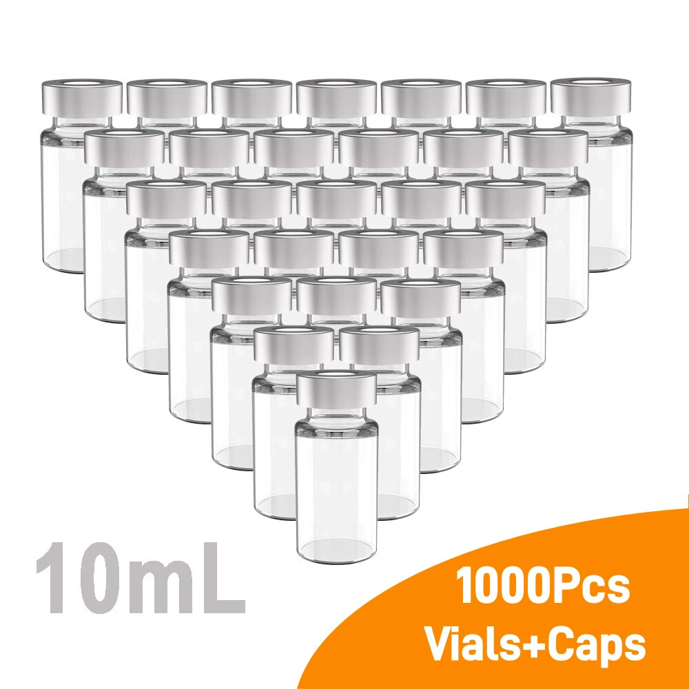 100/500/1000PCS 10mL Lab Clear Headspace Vials,with 20mm Crimp Top Caps