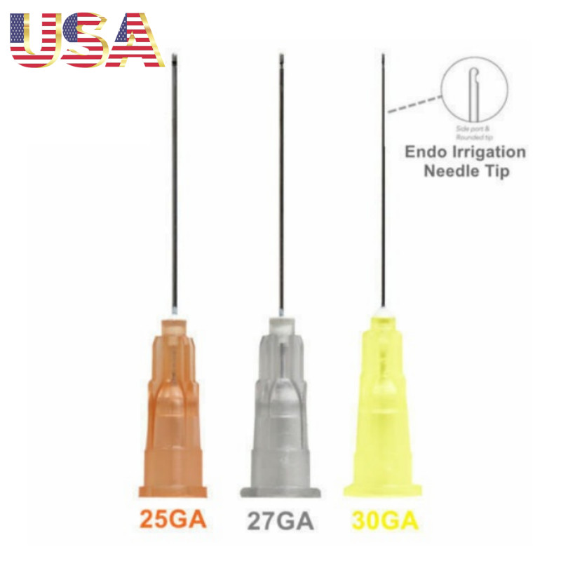 500pcs Disposable Dental Endo Irrigation Needle Tip 25G/27G/30G Syringes Tips