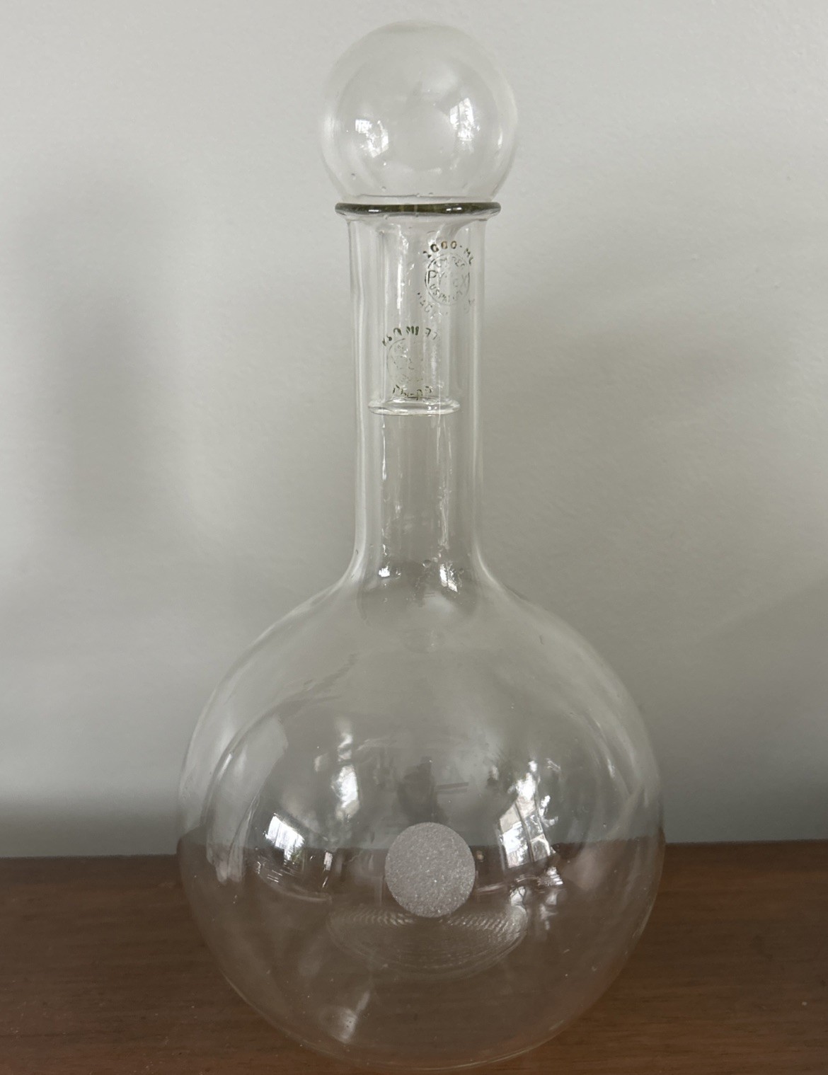 Vintage Pyrex 1000 ML & 50 ML Round Bottom Long Neck Boiling Florence Lab Flasks