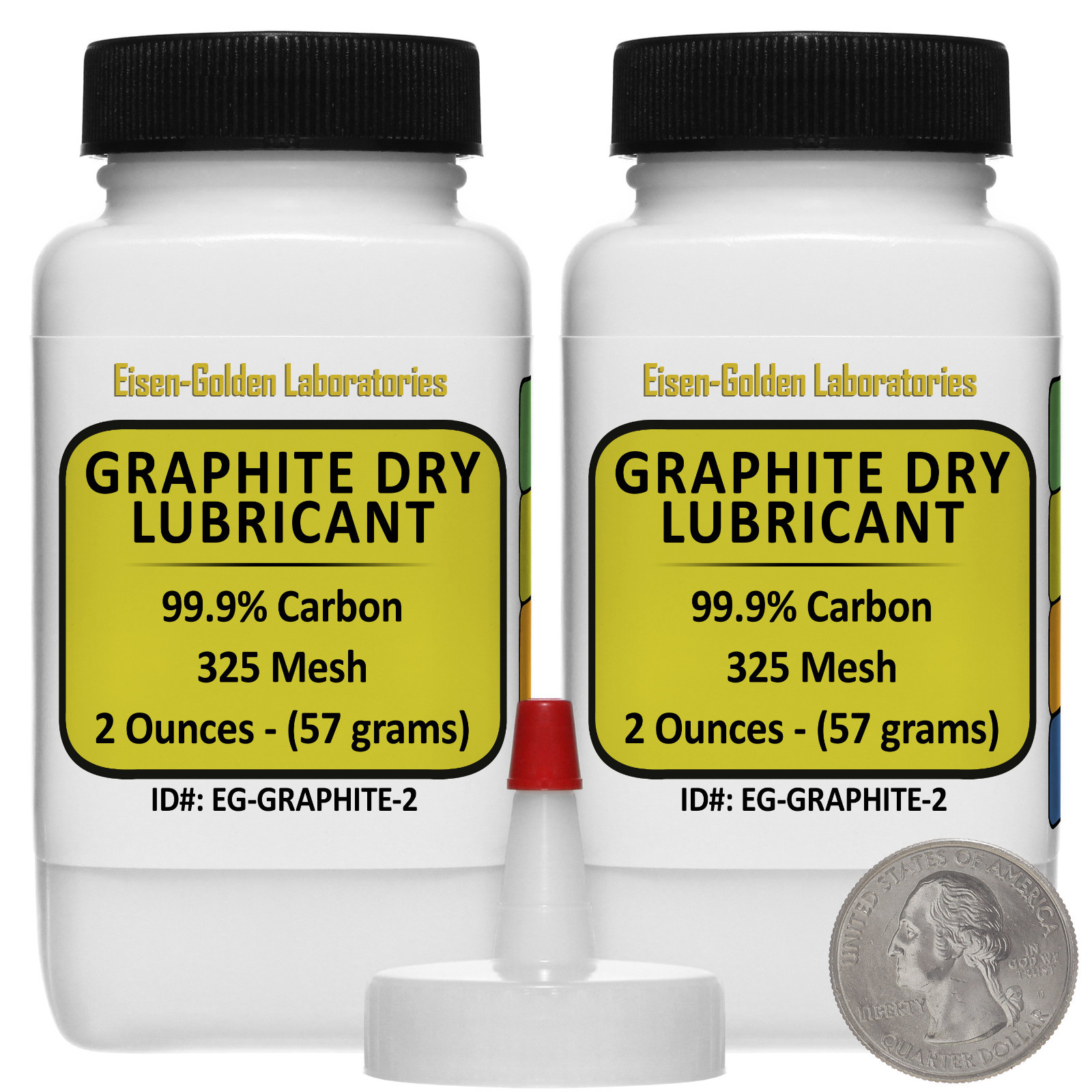 Graphite Dry Lube [C] 99.9% ACS Grade Powder 4 Oz in Two Dispenser Bottles USA