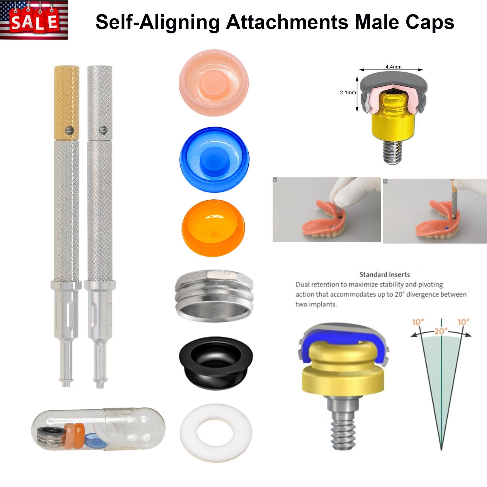 US Overdenture Locator Tapered Abutment for Hiossen Nobel Zimmer Retention Caps