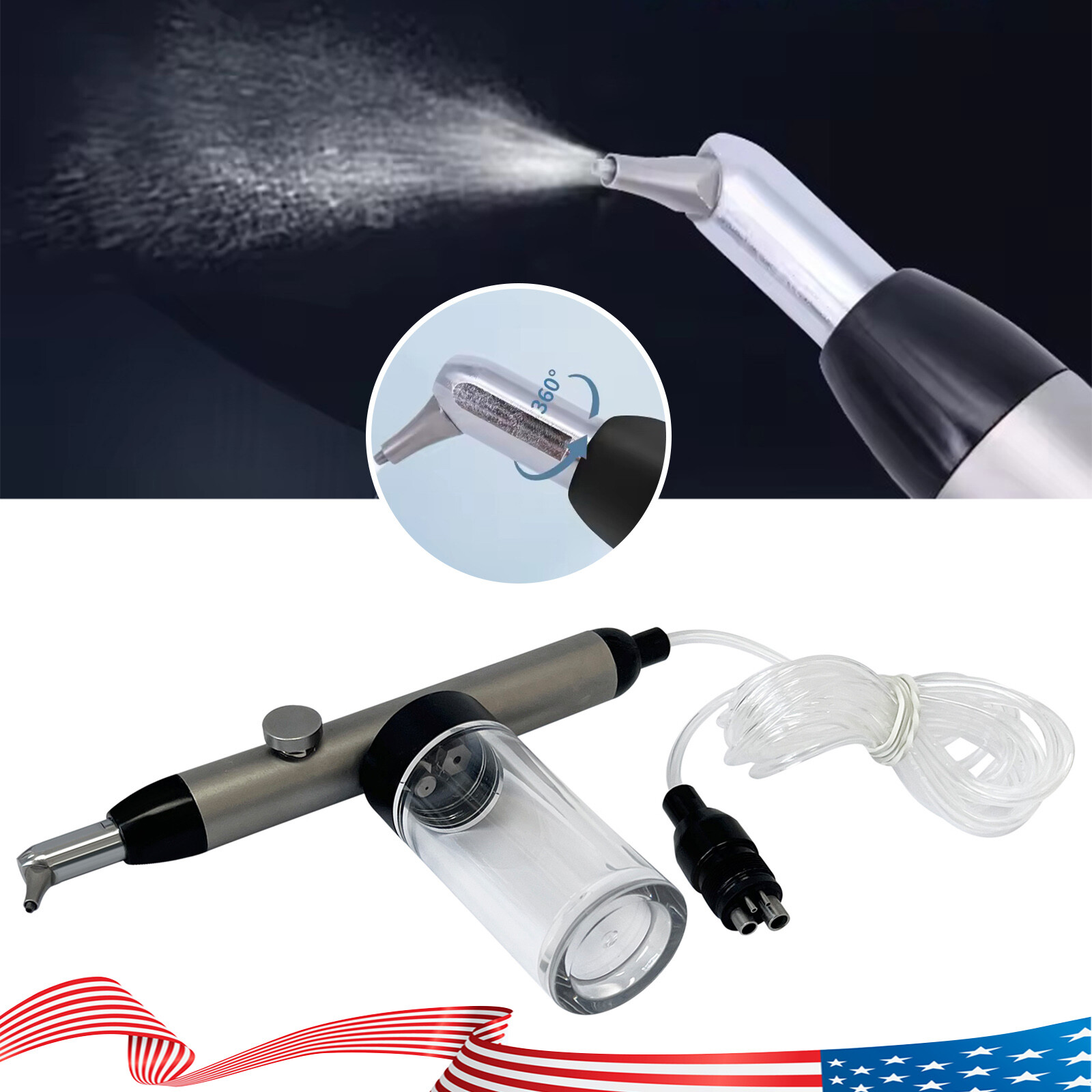 Dental Alumina Air Polisher Abrasion Microetcher Sandblasting Gun 4 Holes USA