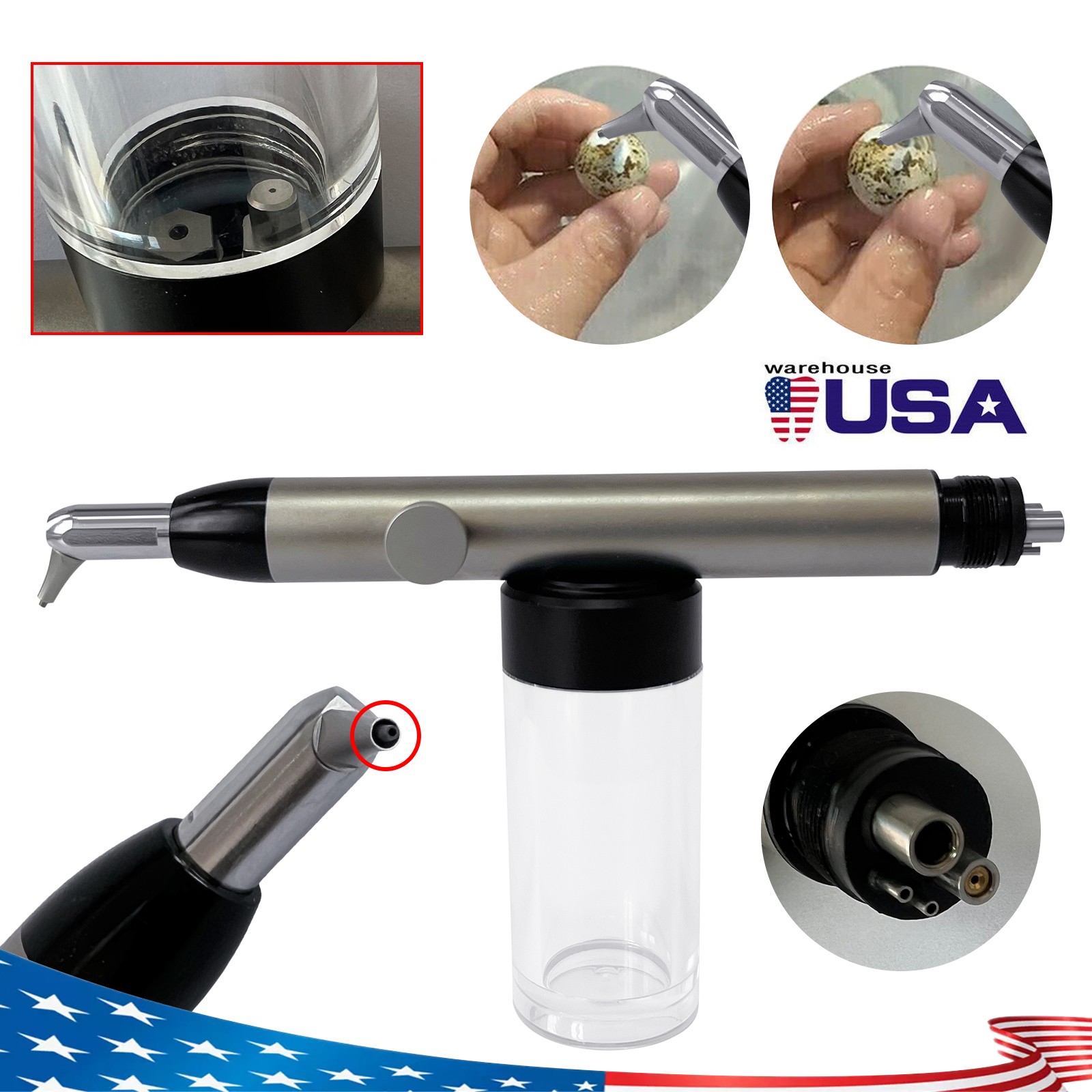 Dental Alumina Air Polisher Abrasion Microetcher Sandblaster Gun With Water