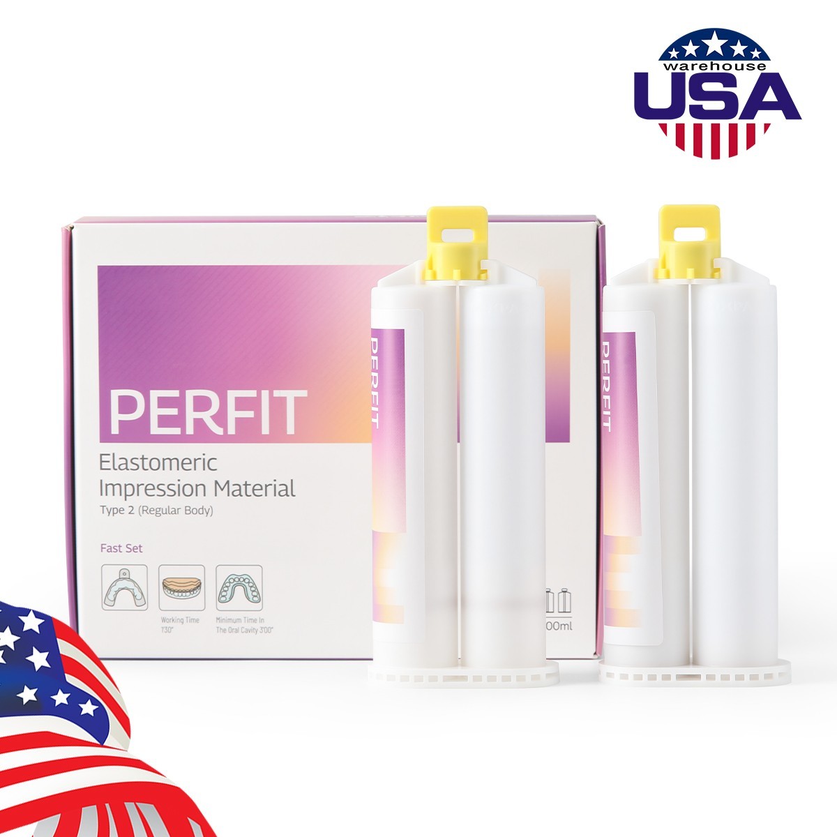 AZDENT Dental Impression Material Regular BODY Fast Set VPS 50ML*2 Cartridges