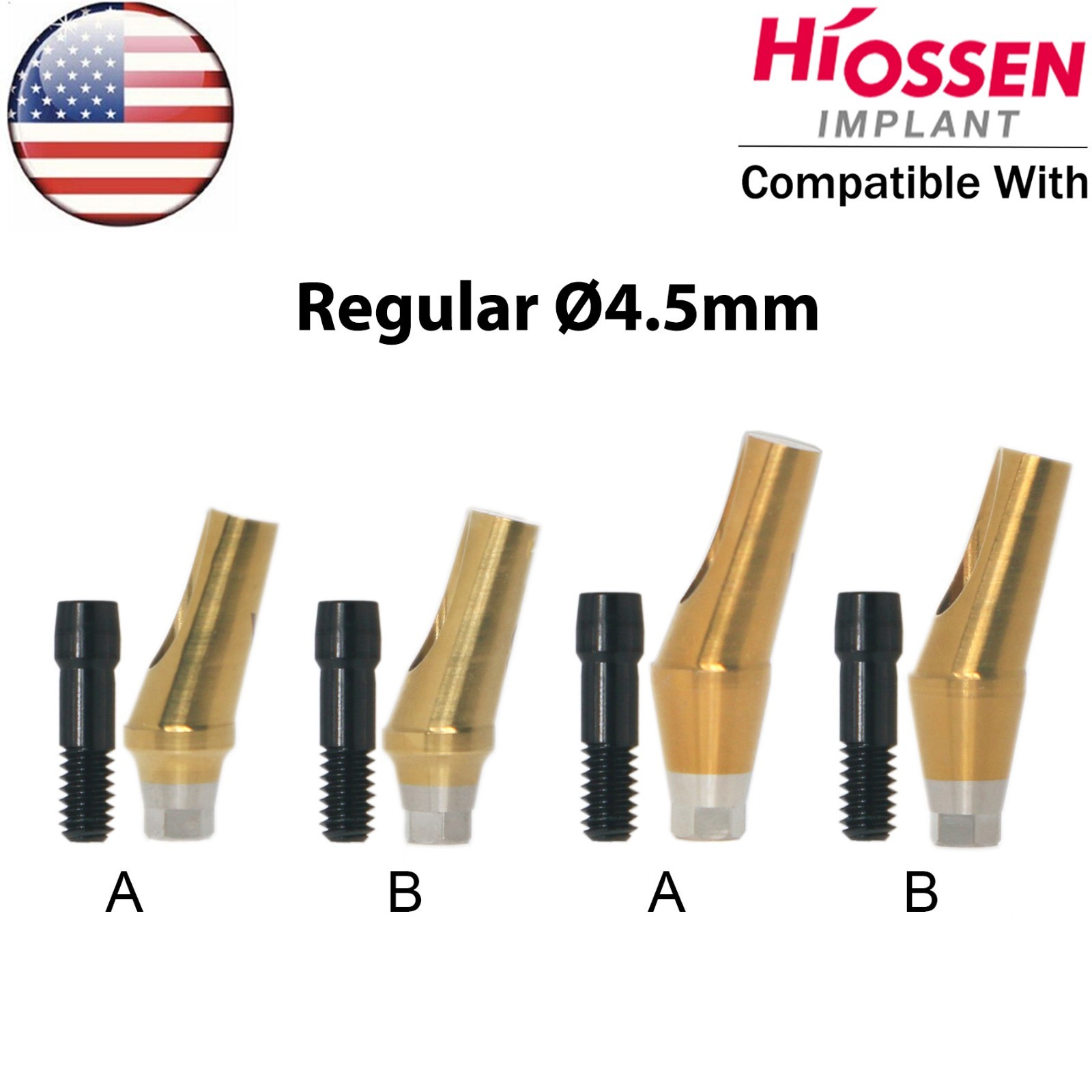 US 17° Mini/Regular Angled Dental Anatomic Abutment Ø4.5/5.0mm Fit Hiossen Oss
