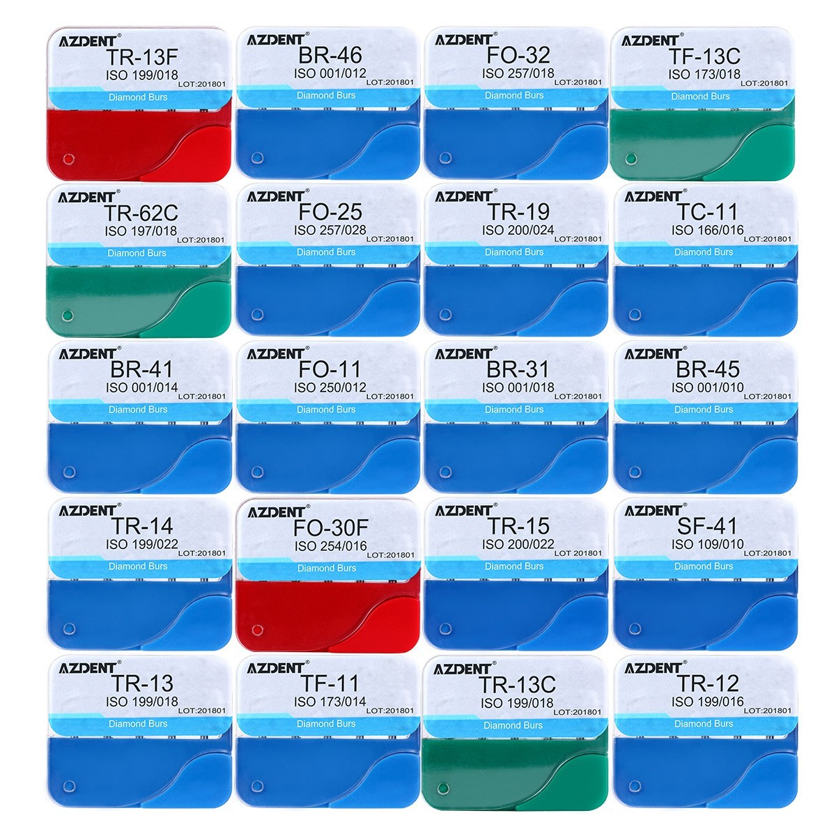 100Pzas Dental Fresas Dentales de Diamante FG Mezclado 20 Tamaño