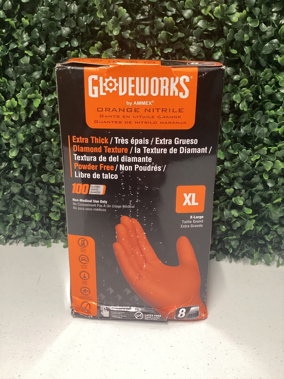 Gloveworks Orange Nitrile XL Diamond Texture Gloves 100 Ct