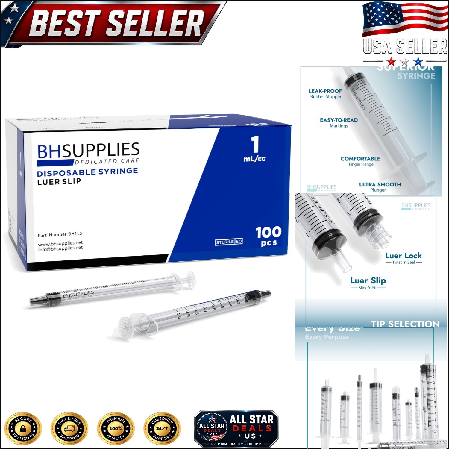 1Ml Oral Syringe 100 Pack Luer Slip Tip No Nedle Sterile Individually Blist…