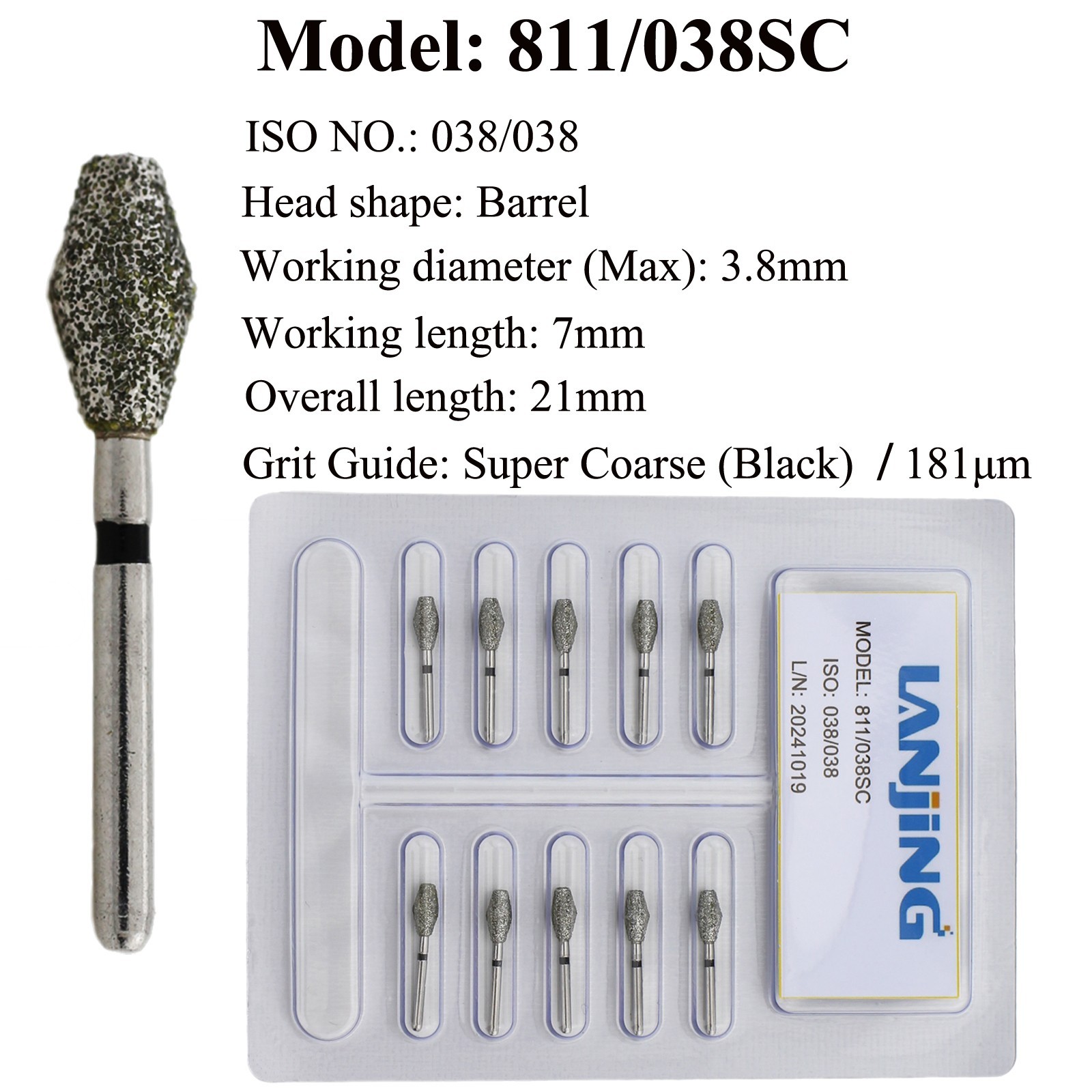Super Coarse Diamond Bur Dental Burs FG Round End Taper Cylinder Egg Barrel Burr