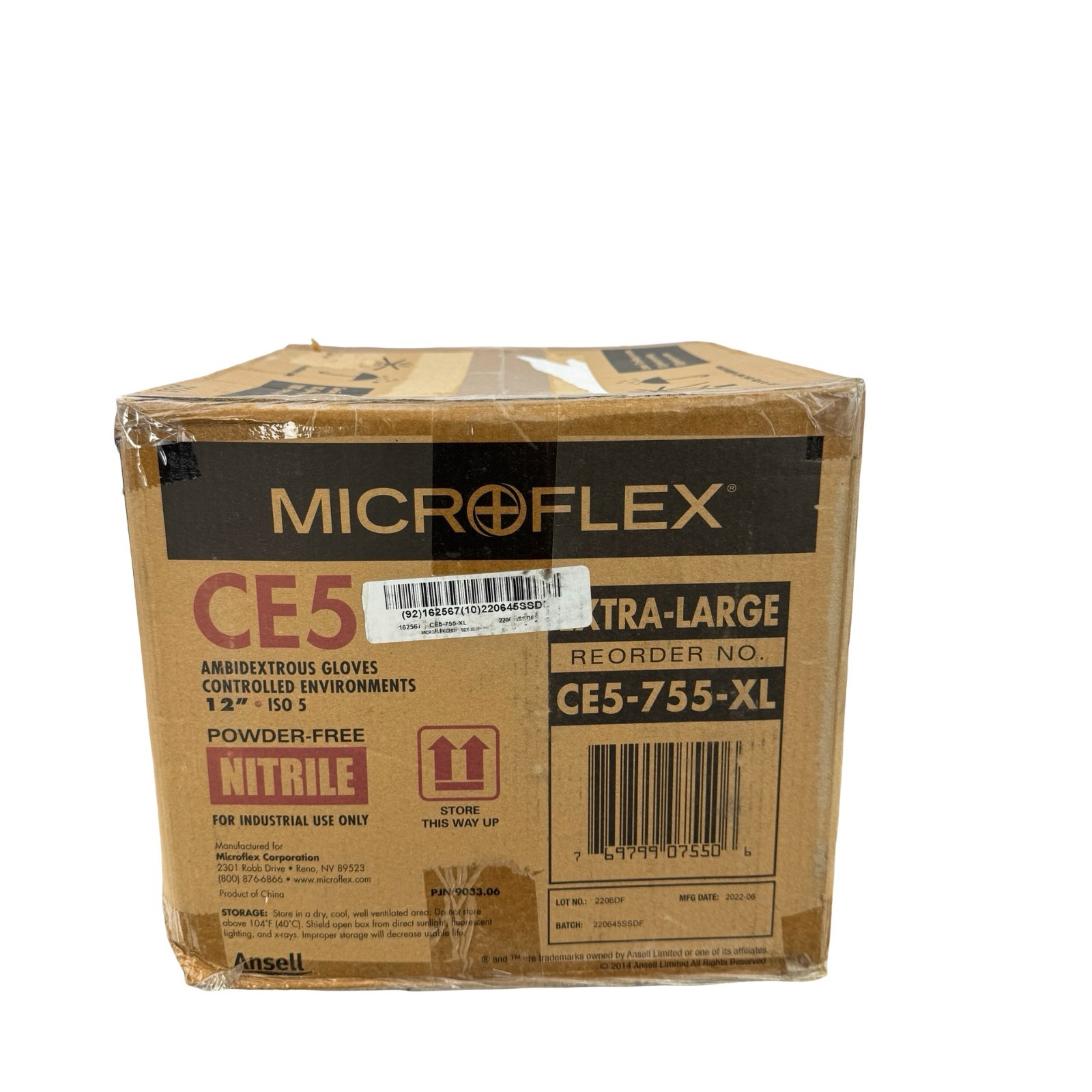 Microflex Powder Free Nitrile Ambidexrous Gloves Extra Large CE-5-755-XL 1000pcs