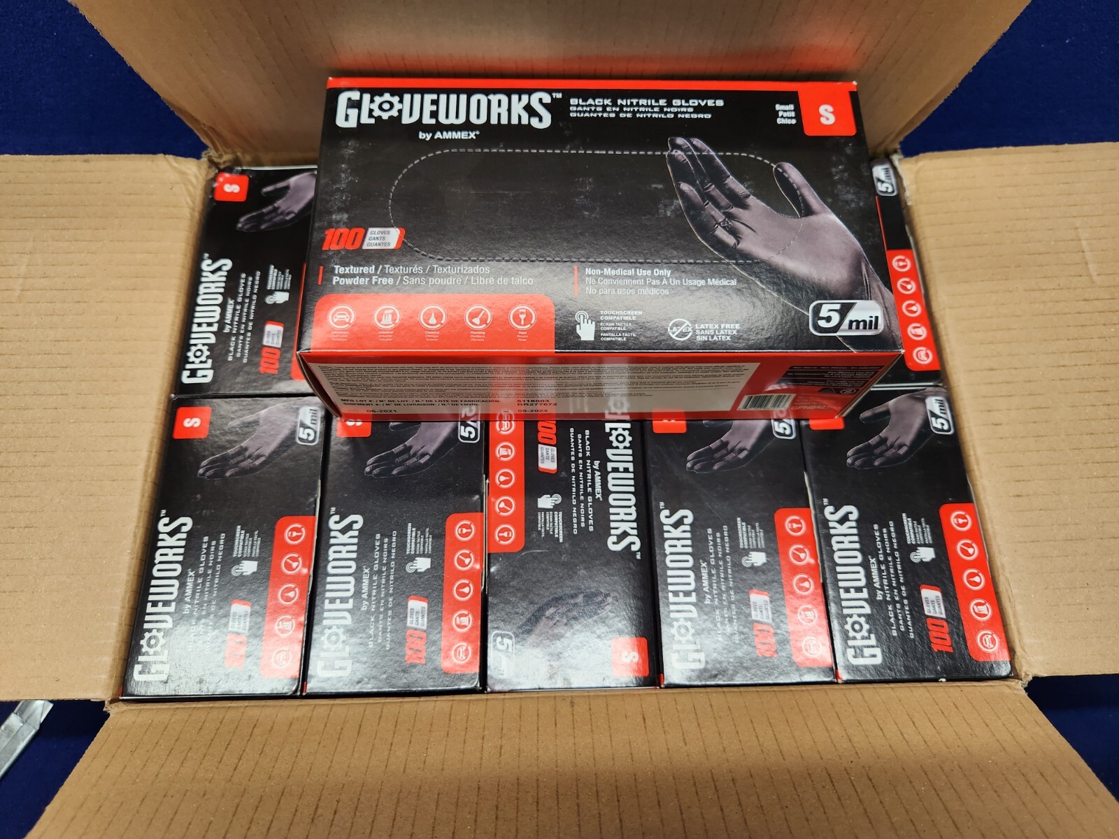 Ammex GPNB42100 S GlovePlus Black Nitrile Gloves 1000 (case of 10 packs)