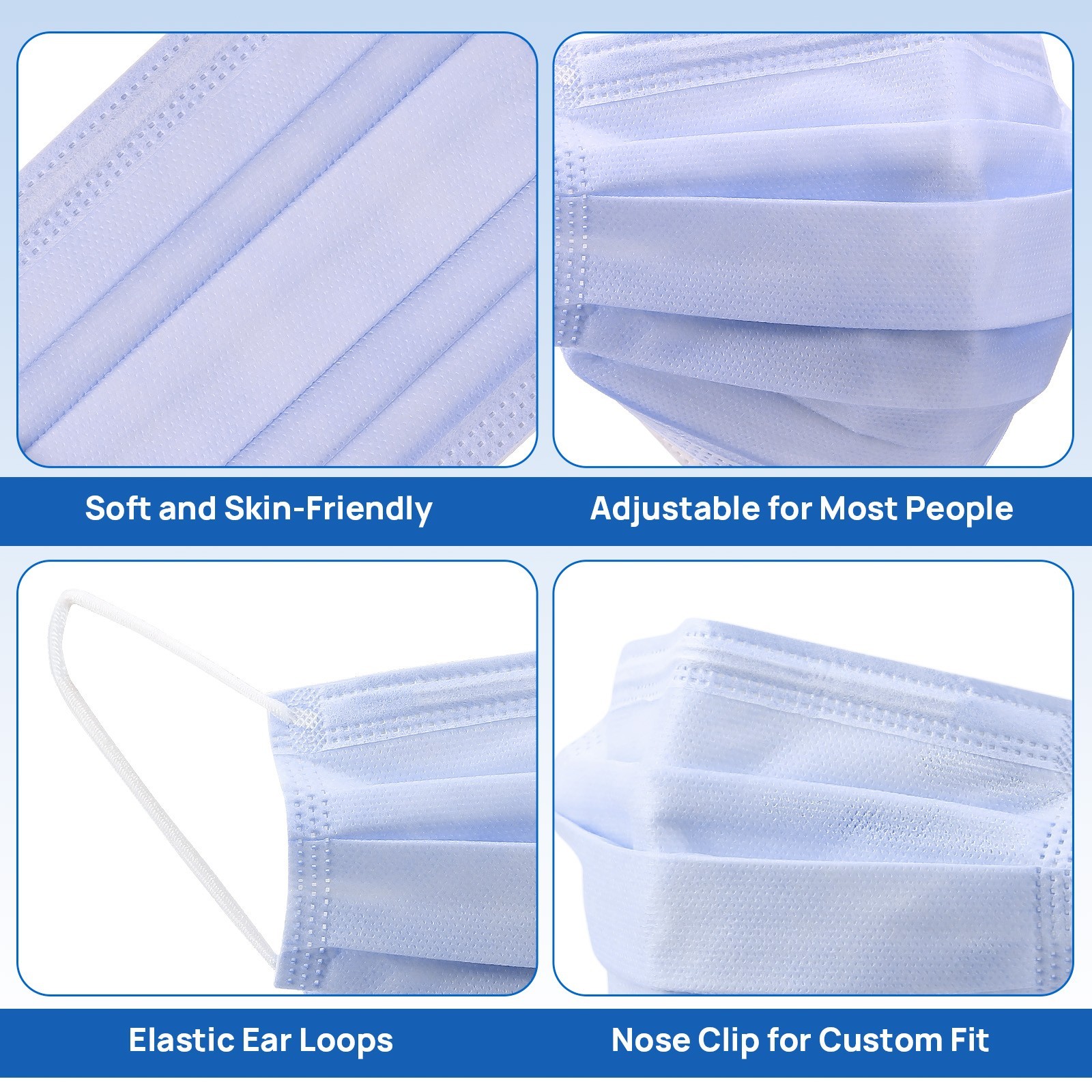 5Pack JMU Dental Disposable Medical 4-Ply Face Mask Earloop Cover