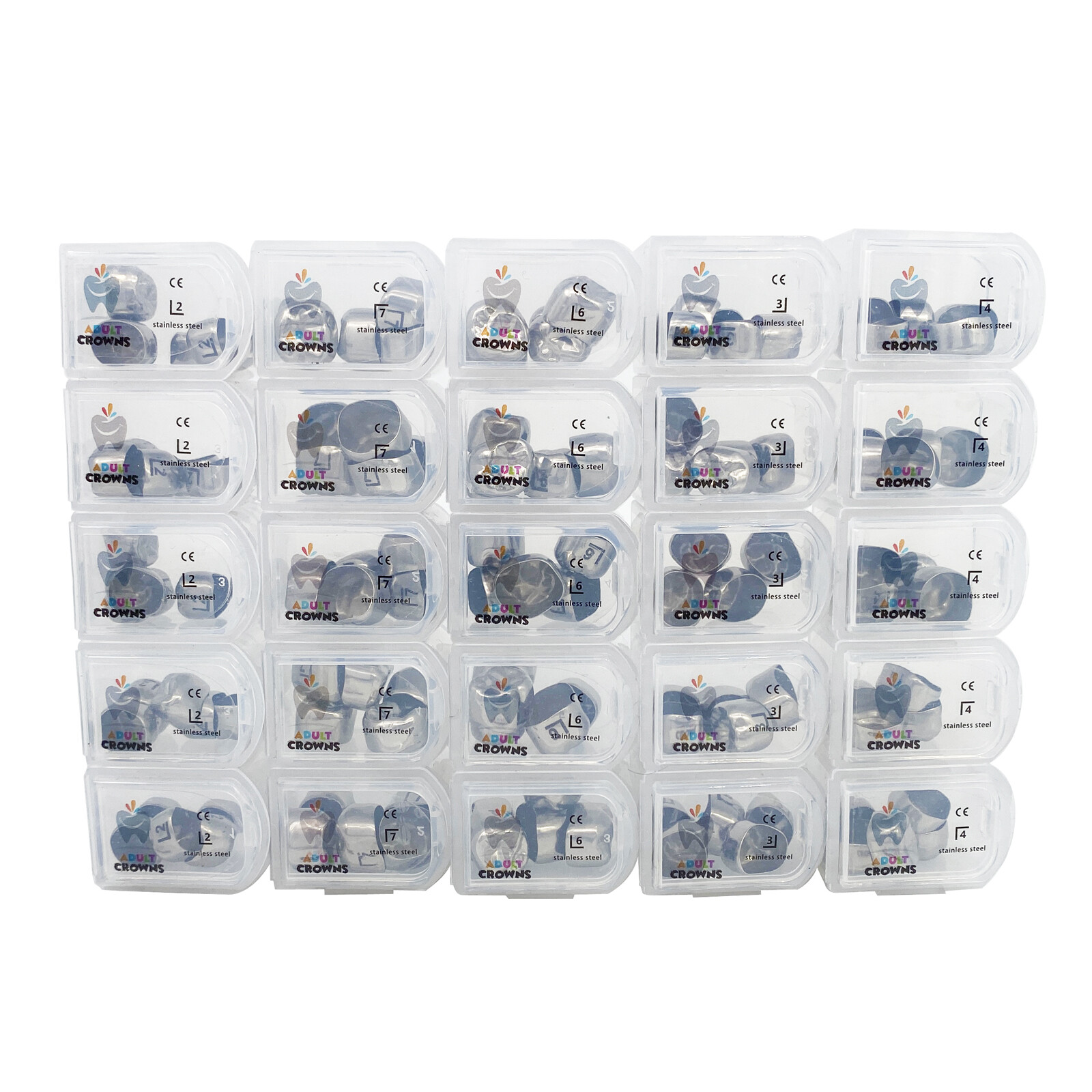 5Pcs Dental Adult Crown Stainless Steel Permanent Molar Teeth Temporary Crowns