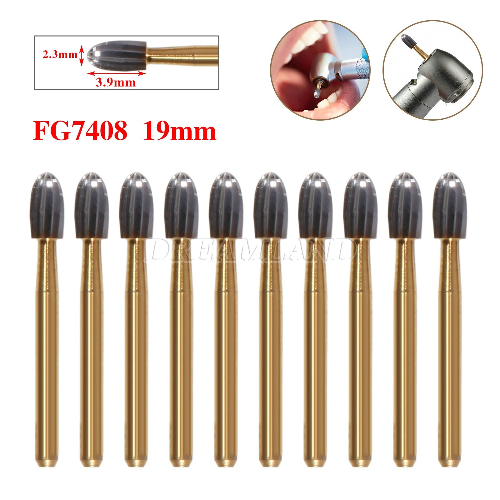 Dental Tungsten Carbide Burs Trimming & Finishing Egg FG-7404 FG-7406 7408 USA