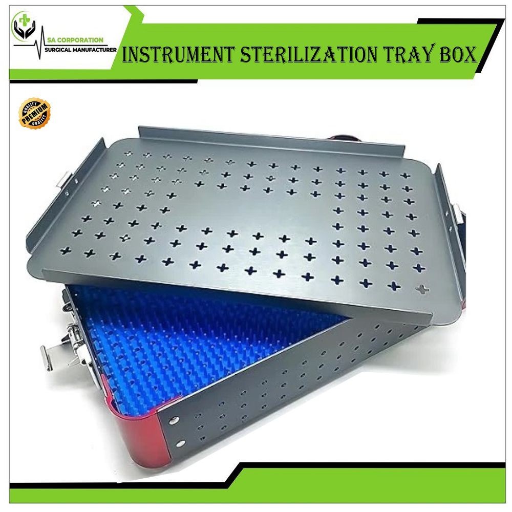 Instrument Sterilization Tray Box With Silicone Mat 300mm*195mm*65mm