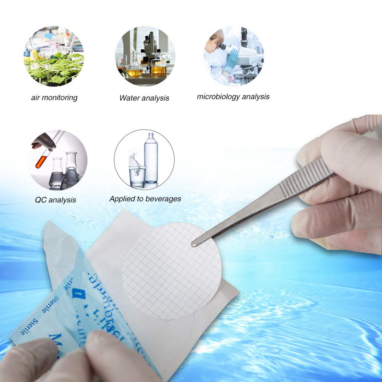 Simpure MCE Gridded Membrane Filter 47mm 0.45μm Sterile Mix Cellulose Ester