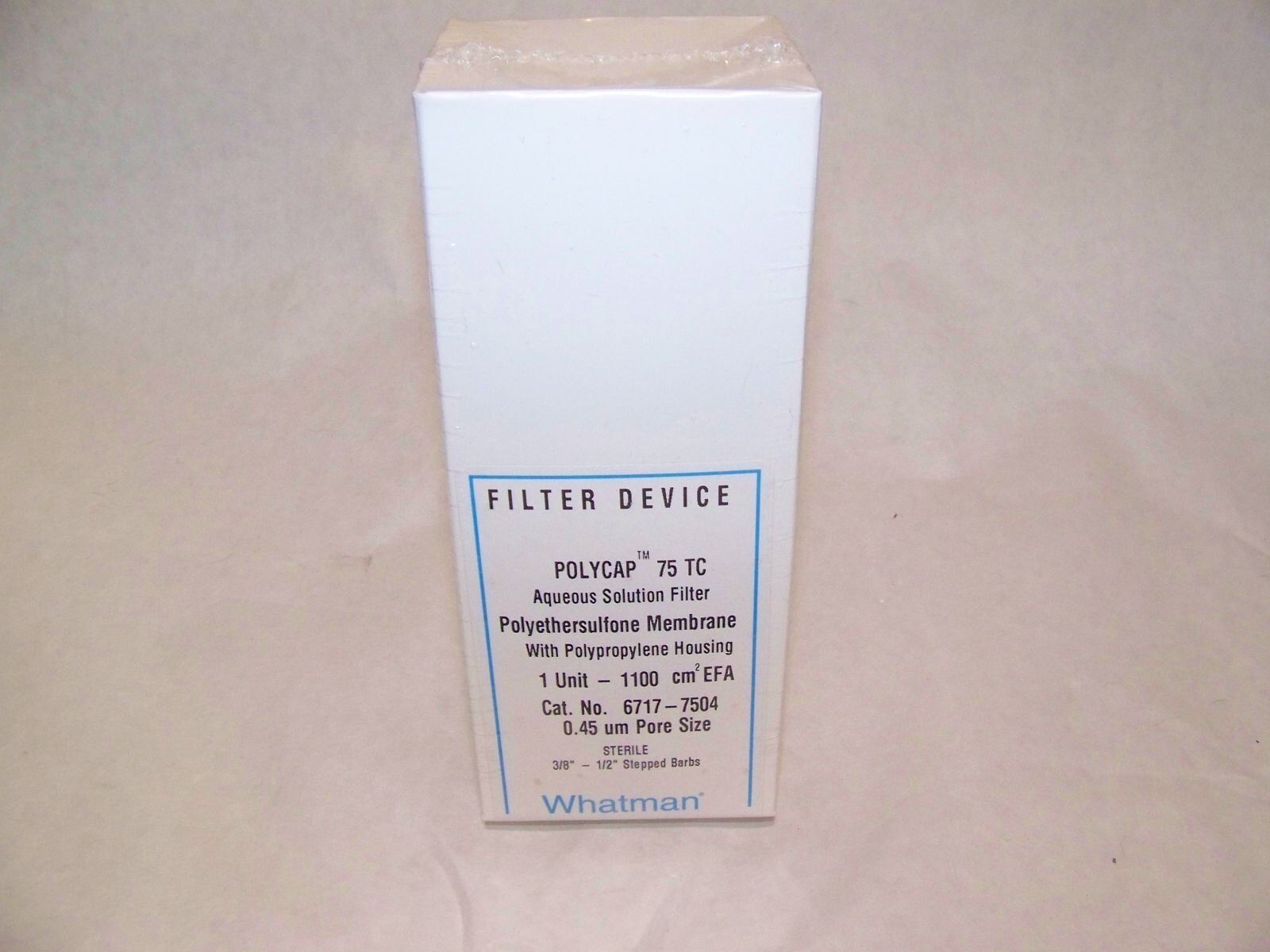 Whatman 6717-7504 Polycap TC 75 Capsule Filter, 0.6/0.45 um, sterile, 1/2″