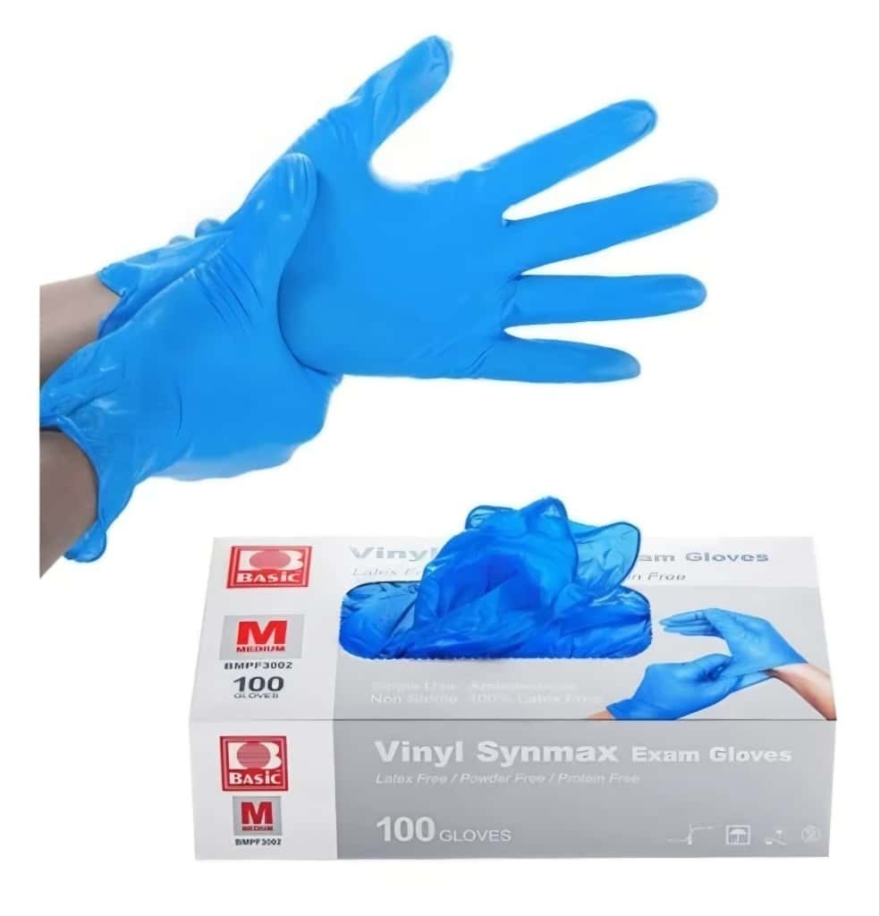 Basic Medium Blue Vinyl Gloves per case