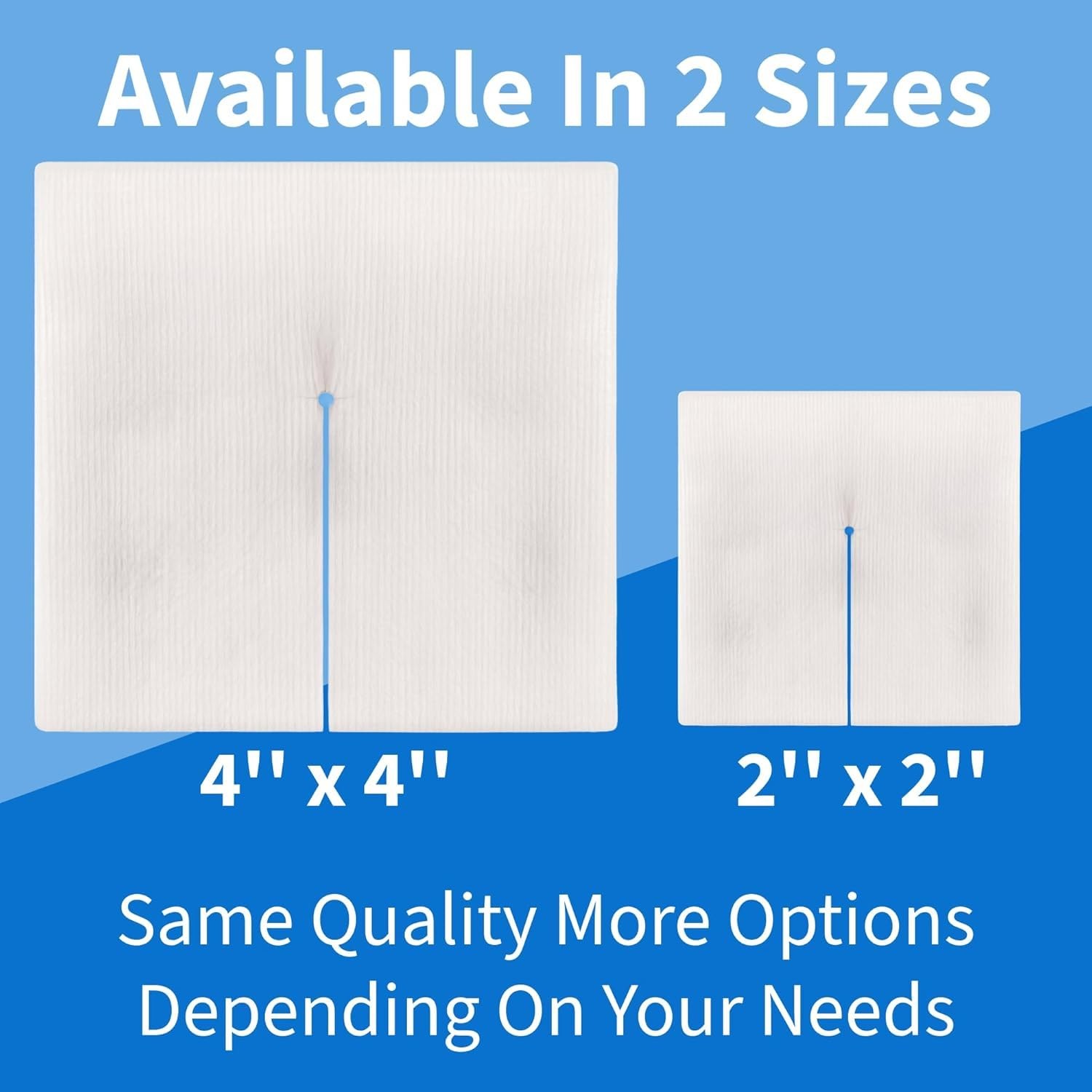 Vakly Split Gauze Drain Sponges 4″ x Sterile 6-Ply (100 Pack) – 4×4 Inch