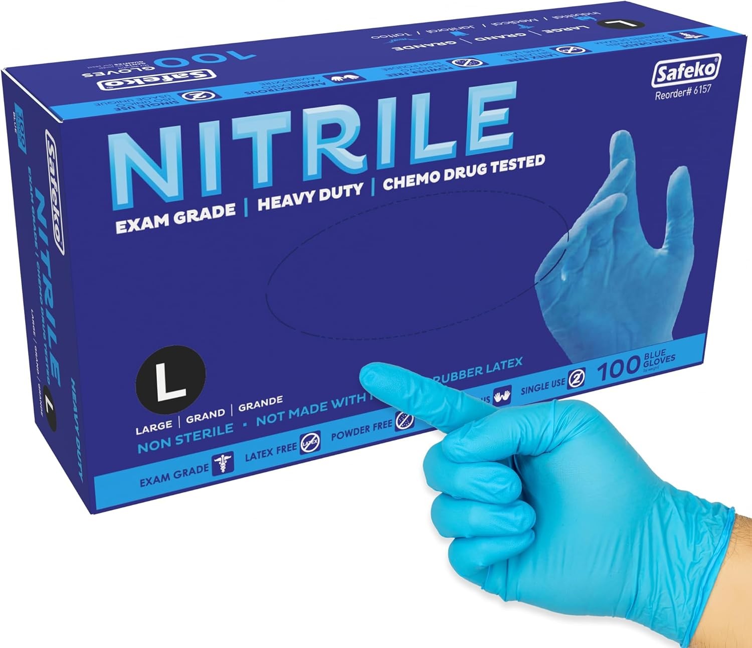 Heavyweight Nitrile Gloves Exam Grade Latex Free Disposable