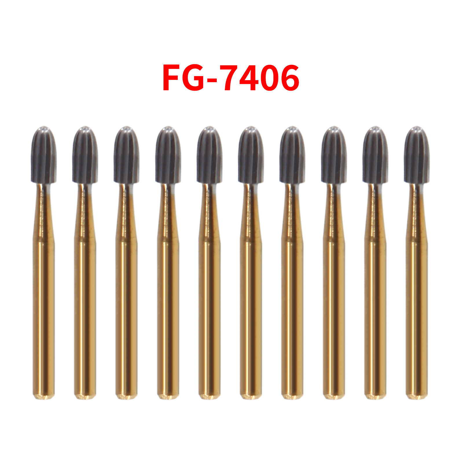 10-100pcs Dental Bur Trimming & Finishing Gold Bur Carbide FG 7404/7406 /7408 ty