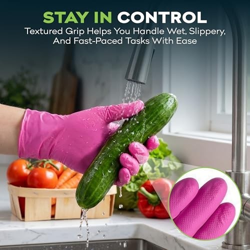 Fuchsia Hot Pink Nitrile Disposable Gloves – 3 Mil, Powder & Latex Free, Medical