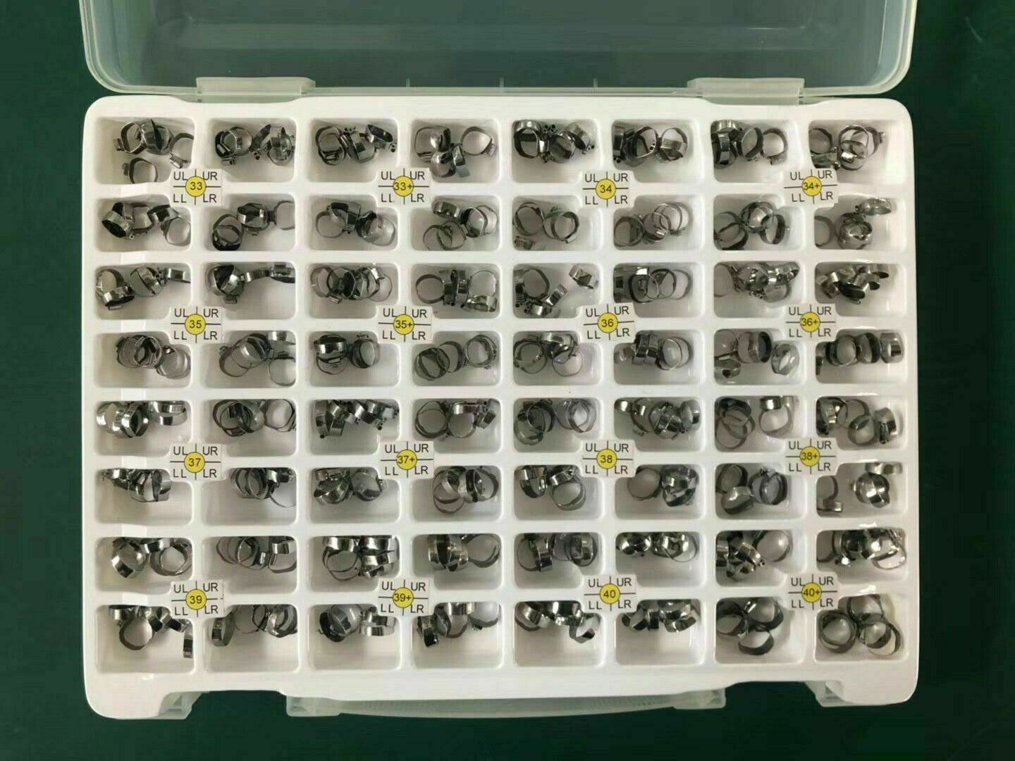 320Pcs Dental Molar Bands Buccal Tubes U2/L1 U1/L1 Tube #33-40+# 5X(UR UL LR LL)