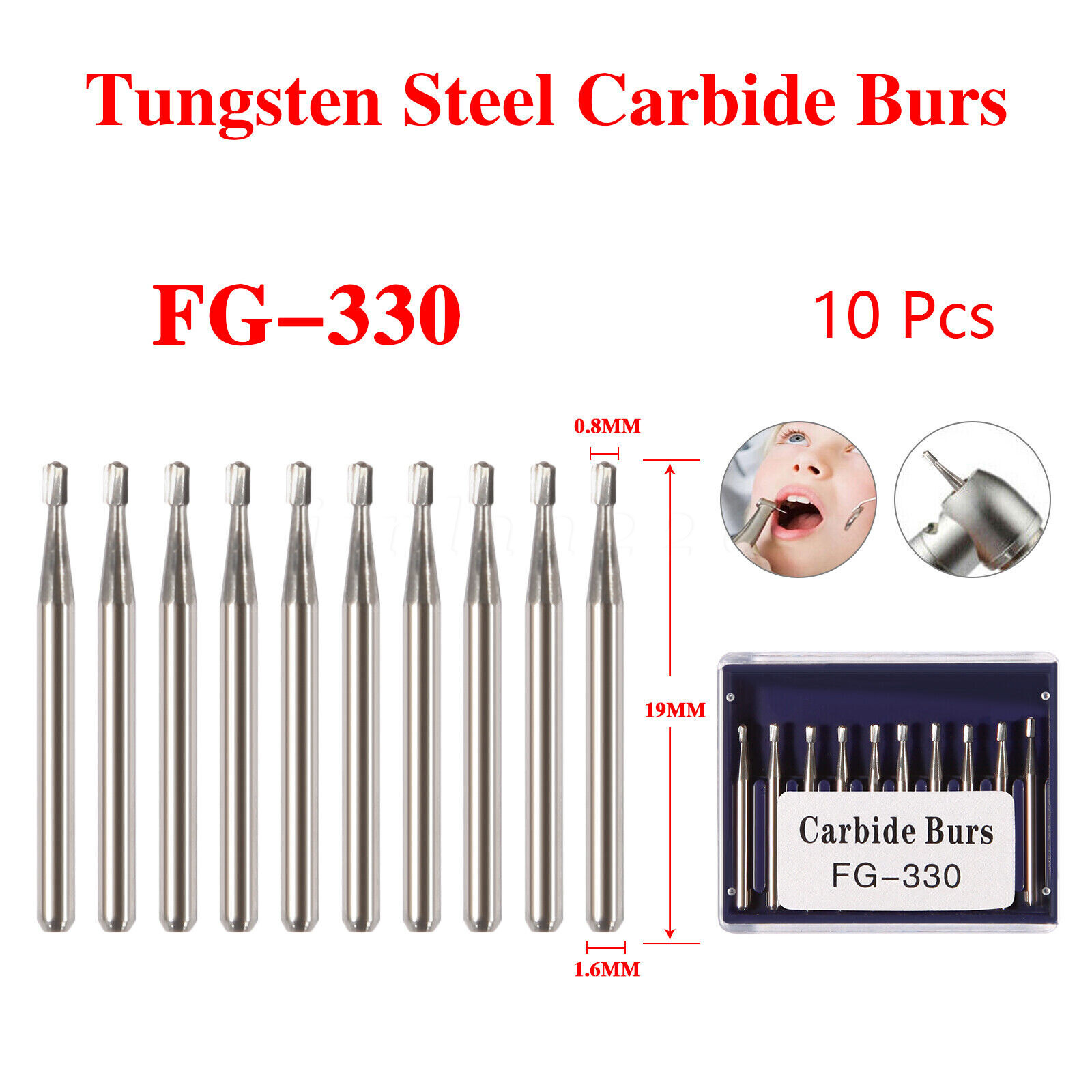 Dental Carbide Burs Friction Grip Pear Round FG 19mm FG SURG 25mm Surgical