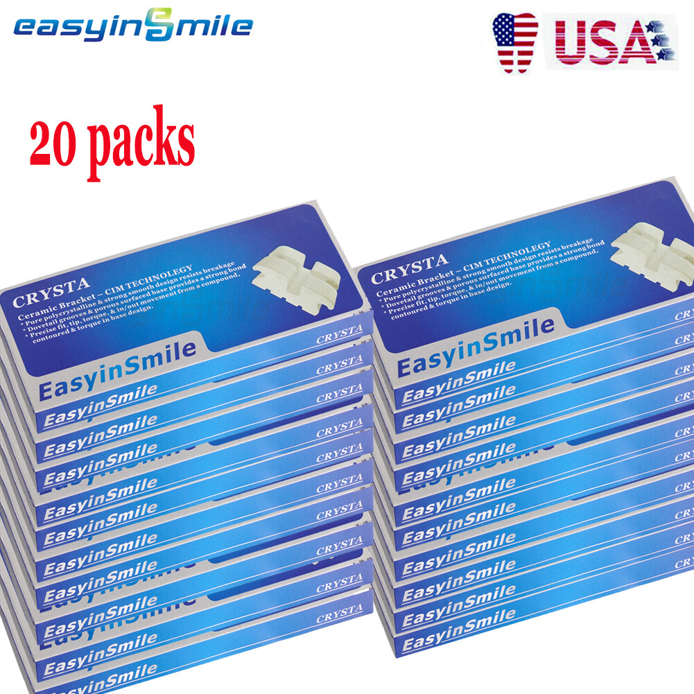Easyinsmile Dental Ceramic Orthodontic Brackets Clear Roth/MBT 022 20pcs/kit