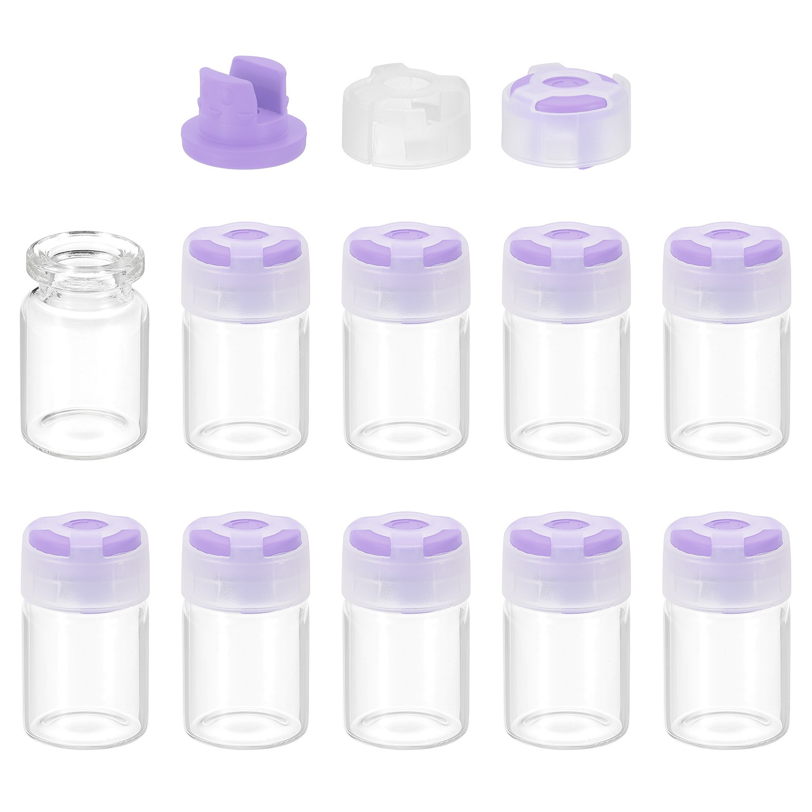 5ml Clear Glass Sample Vials, 10Pcs Small Liquid Bottles, Purple