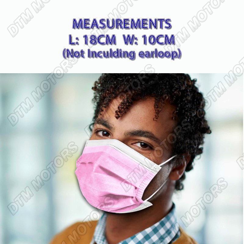Disposable 50PCS Face Mask Non Medical Surgical Mouth Nose Earloop Cover PINK
