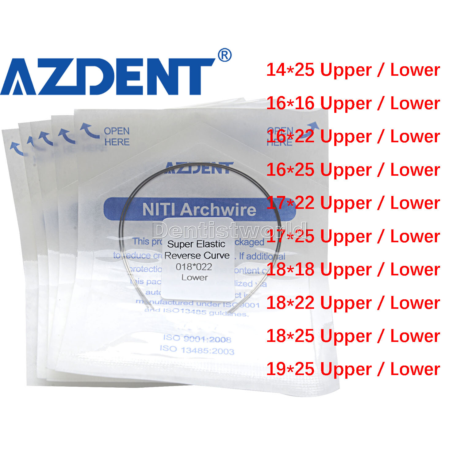 Dental Orthodontic Niti Reverse Curve Rectangular Arch Wires F Brackets Braces