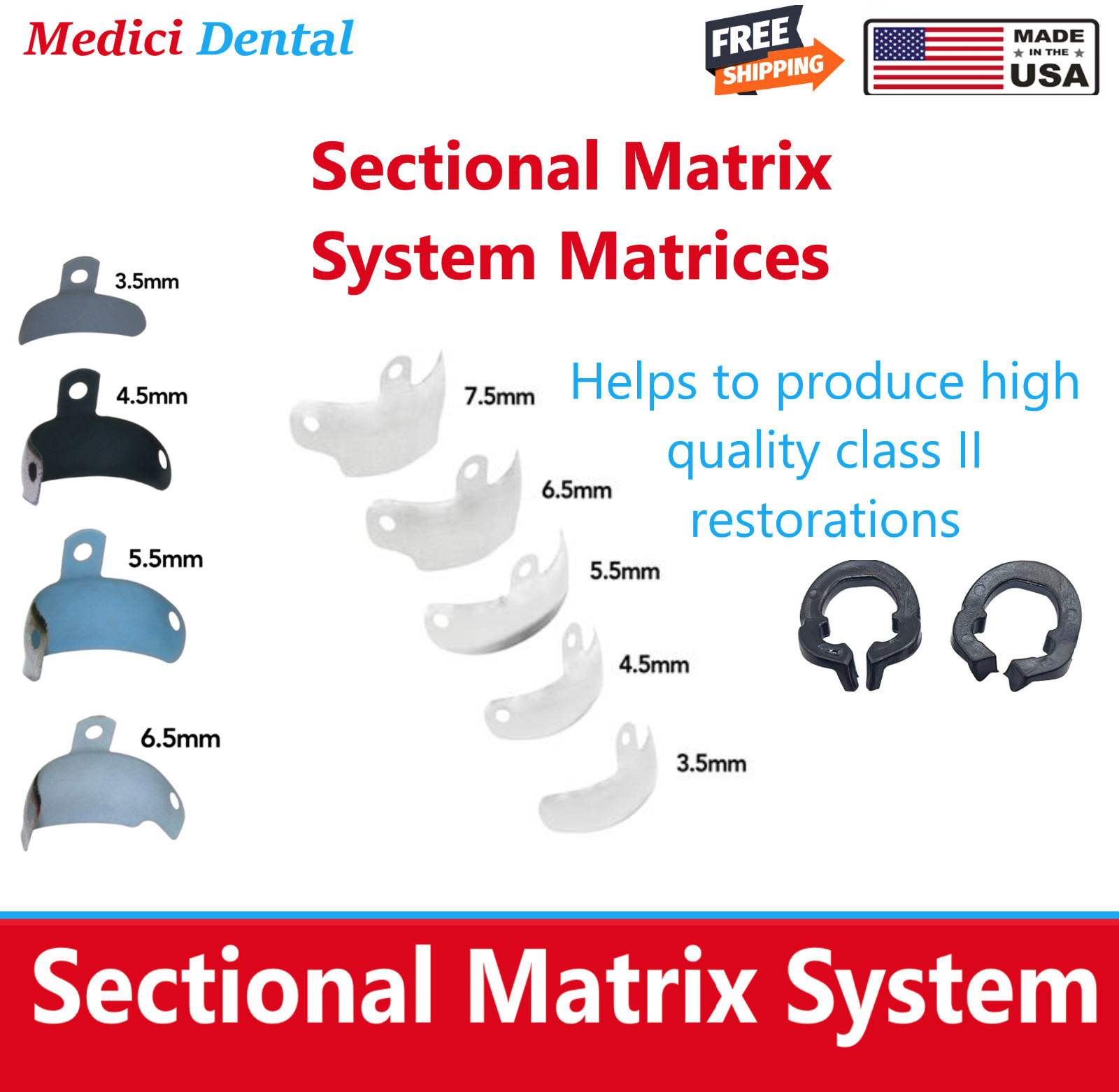 Dental Sectional Contoured Matrices Matrix Bands for Restorations Palodent Type