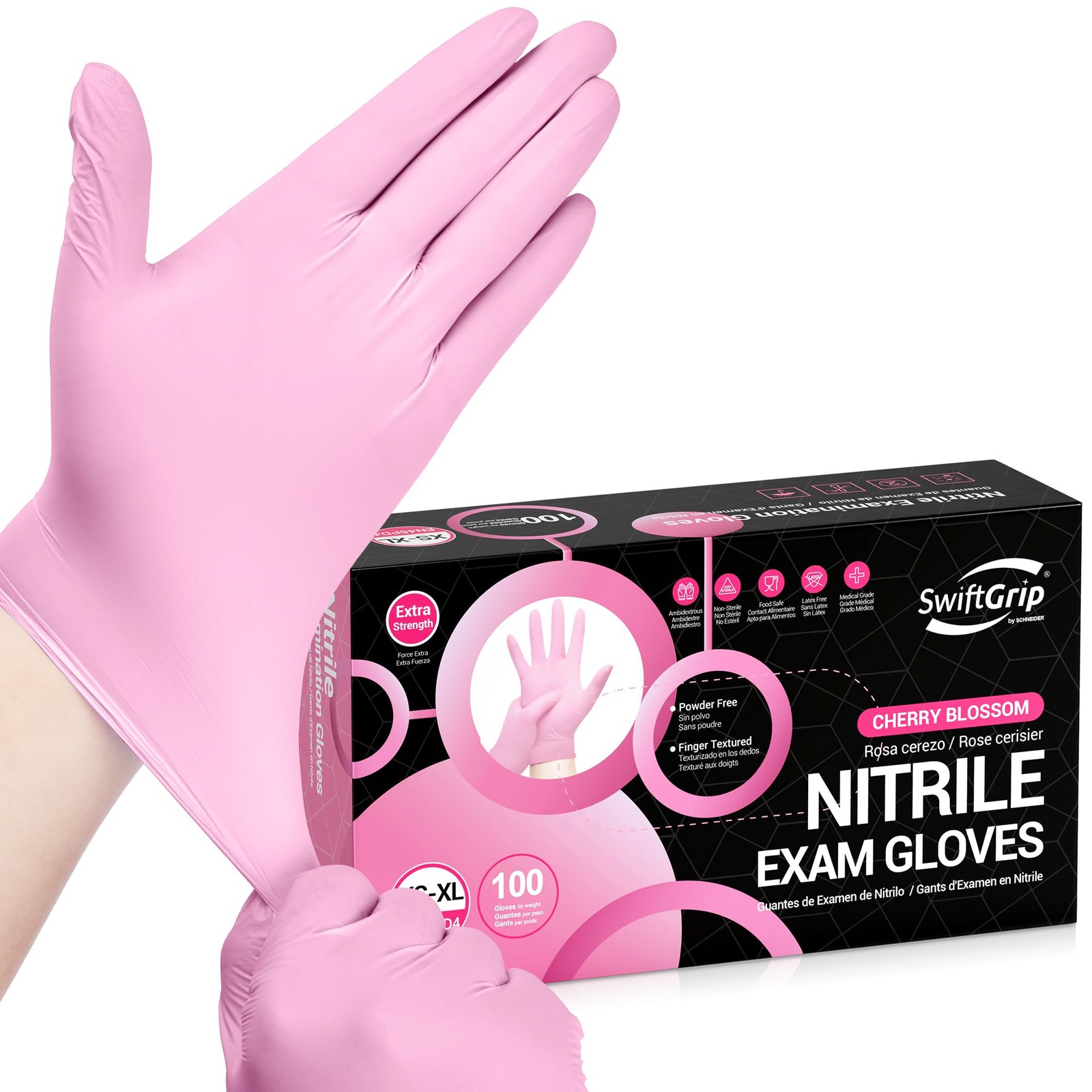 SwiftGrip Nitrile Exam Gloves, Medium, 4 Mil, Powder Free, 100 Count