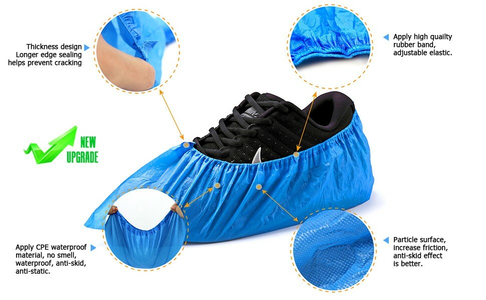 27441 Dark Blue Waterproof Disposable Polyethylene CPE Shoe Covers Size XLarge
