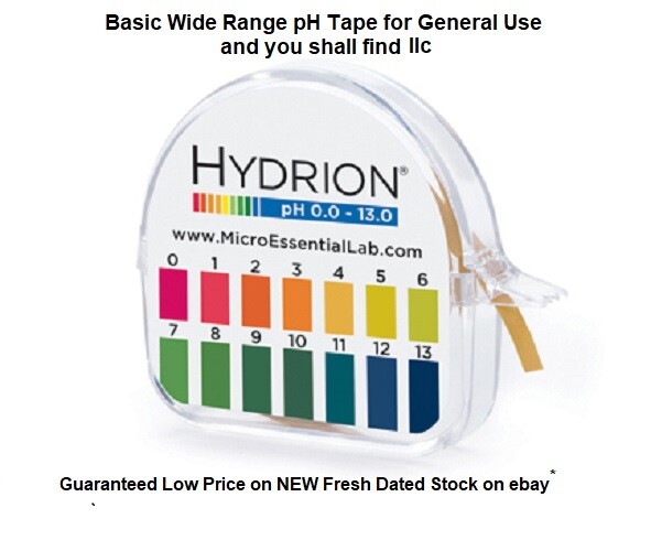 93 Hydrion Lab USA Made pH Test Paper Strips 15ft Roll 0-13 WideRange Tape Roll