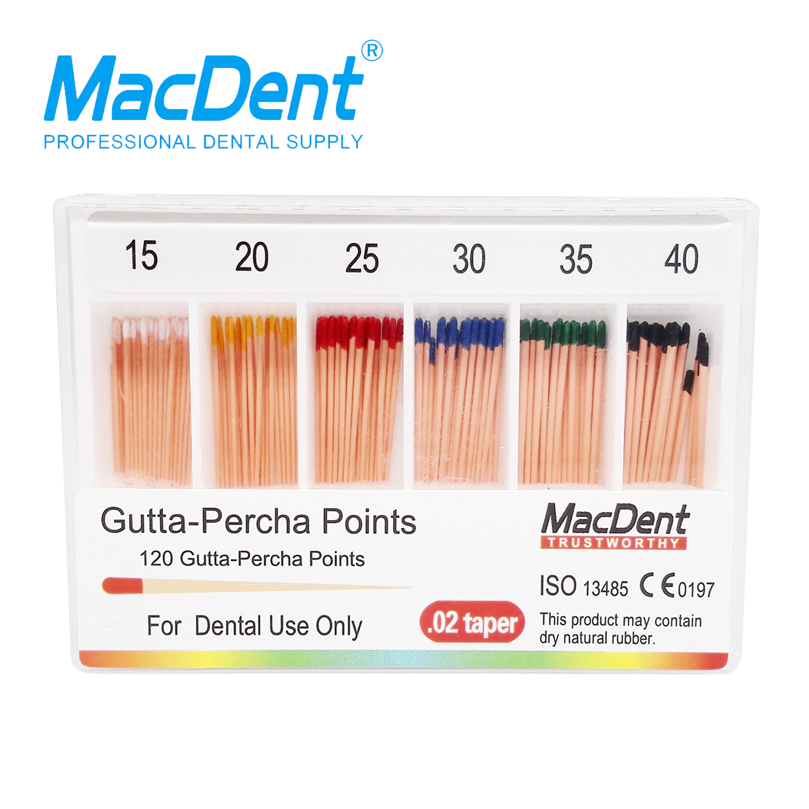 MacDent Dental Endodontic Gutta Percha Points/Absorbent Paper Points Taper .02