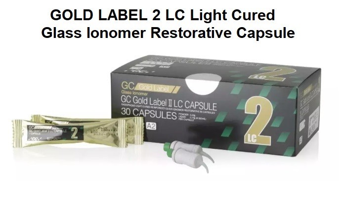 GC FUJI 2 LC GOLD LABEL Light Cured Glass Ionomer Dental Restorative 30 Capsules