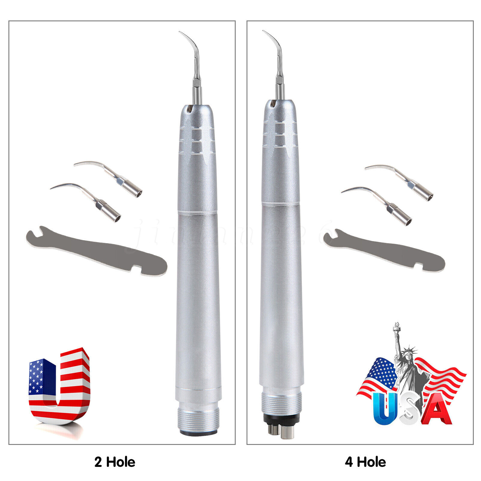 Dental Piezo Ultrasonic Air Scaler Handpiece Hygienist 2/4 Holes With 3 Tips